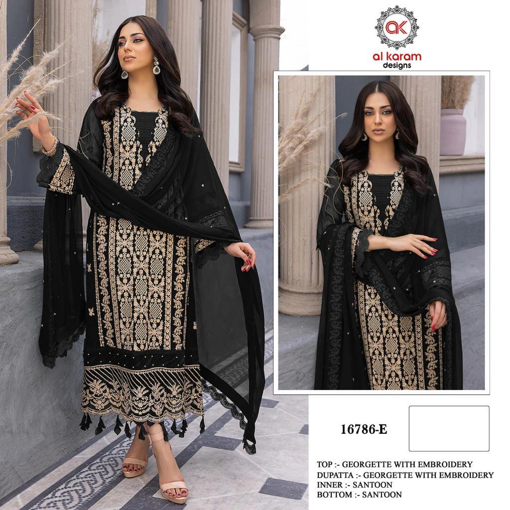 Al Karam 16786 Designer Georgette Suits Catalog
